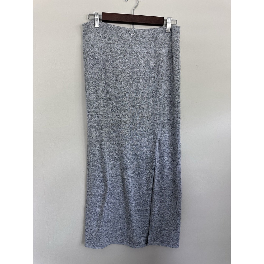 Aritzia Wilfred Free Heather Gray Terry Jersey Maxi‎ Tube Slit Skirt Size LARGE